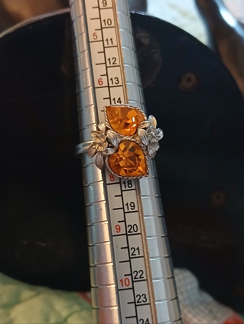 Vintage Sarah Coventry Topaz Stones Cocktail Ring Adjustable